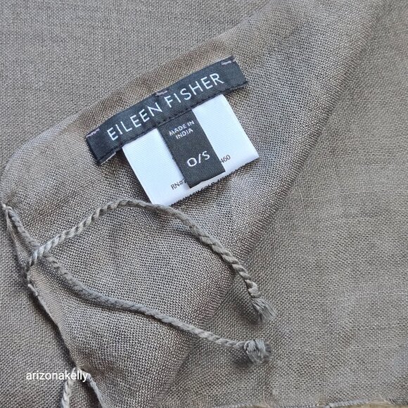 Eileen Fisher Wool Silk Gradient Ombre Lightweight Scarf Brown Ivory - Picture 7 of 9